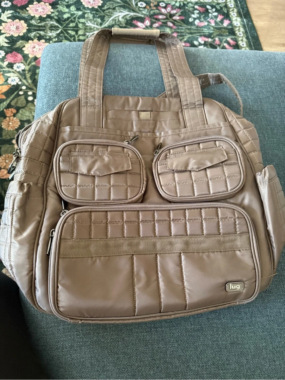 Quilted Nylon Crossbody Backpack - Brownish Green by LUG